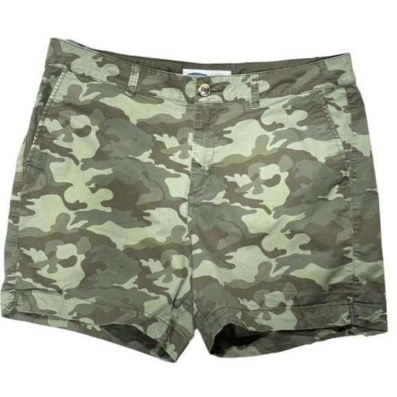 VANILLASTAR Women's Shorts Green Camouflage Mid Rise Cotton Pockets Zip Size 17 - Picture 9 of 13